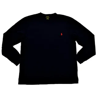 RALPH LAUREN Polo Men Long Sleeve Pony Logo T-Shirt (Small, Black/Red Pony) - S