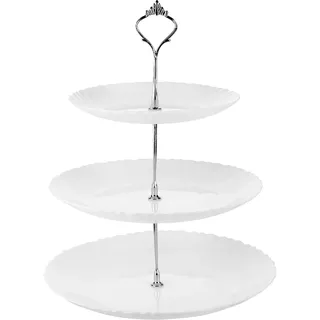 Festa Italia Etagere Glas - 3 Stöckig - Weiß Etageren - Kuchenständer Cupcake-Halter - Obstetageren - Obst Kekse Süßigkeiten Servierplatte - Gebäck gestuftes Serviertablett für Weihnachten