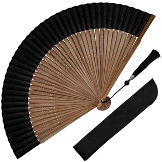 1 Stück Fächer Schwarz Handfächer Fächer Retro Faltbare Faltfächer Holz Damen Orientalischer Faltfächer für Tanz Party Hochzeit Geschenke DIY Deko Haus Dekorationen
