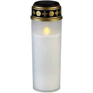 PEARL Grablicht: XXL-Solar-LED-Grabkerze mit Dauerlicht und Akku, 21 cm, weiß (LED Grablicht wasserdicht, Solar für Laterne, Beleuchtung)