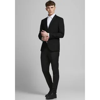 Jack & Jones Anzug JPRFRANCO Extra schmal, pflegeleicht, stilvoll mit fallendem Revers (Packung, 2-tlg) unifarben, modisch, slim fit, Kunstfaser schwarz 50