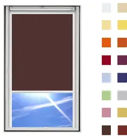 Dachfensterrollo guenstig nach Maß, Stoff Polyester, Farbe braun, mit Kassette oder als Springrollo, weitere 120 Farben im Shop