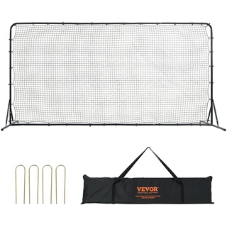 Vevor Fußball Rebound Netze Tragbares Prellwand Fußball 366 x 121 x 183 cm, Rebounder Fußball Rückprallnetz Eisenrohr & PE-Netz Kinder & Jugendliche Verstellbar Fußballtor Rebounder Kicker Schwarz