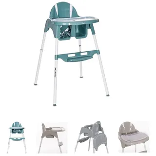 Lorelli Kinderhochstuhl Amaro Doppel-Esstisch, Bechervertiefung, Fußablage, Gurt blau