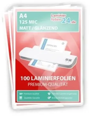 Laminierfolien A4, 2 x 125 Mic, matt / glänzend