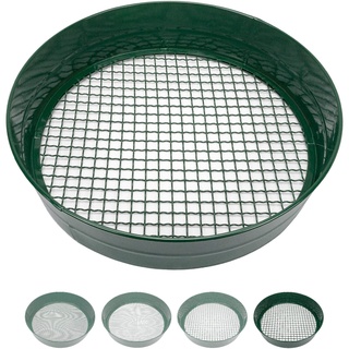 Sterico Gartensieb in verschiedenen Maschengrößen | Rundsieb 33cm Ø | Erdsieb für Saatgut, Erde, Kompost, Steine, Unkraut, Schotter | Stapelbar | Sehr robust | Rostgeschützt (12mm)