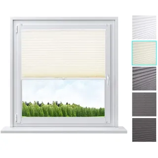 Woltu Plissee ohne Bohren Klemmfix Faltrollo Jalousie, Plisseerollo Crushed Optik Sichtschutz und Sonnenschutz Easyfix lichtdurchlässig Rollo für Fenster
