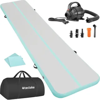 Tectake tectake® Airtrack Trainingsmatte aufblasbar, inkl. Transporttasche, 397 x 104 x 10 cm