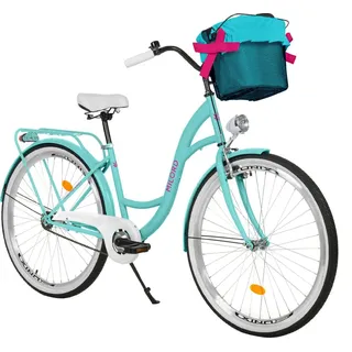 Milord Komfort Fahrrad Mit Korb Damenfahrrad, 26 Zoll, Blau, 1 Gang - Blau