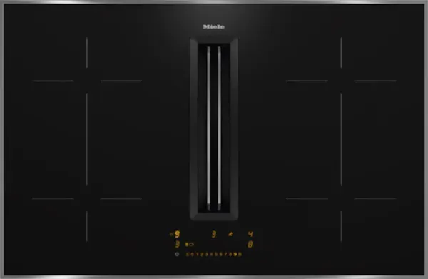Miele KMDA 7473 FR-U Silence - Induktionskochfeld mit Dunstabzug mit 5 Jahre Garantie, mit Edelstahlrahmen für aufliegenden Einbau, 80 cm