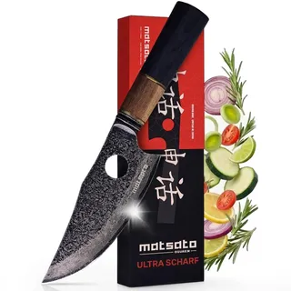 Matsato Osuren Küchenmesser – Japanisches Stahlmesser, 16cm Damaskus-Muster, Ergonomischer Holzgriff, Premium Klingen für Präzision und Haltbarkeit