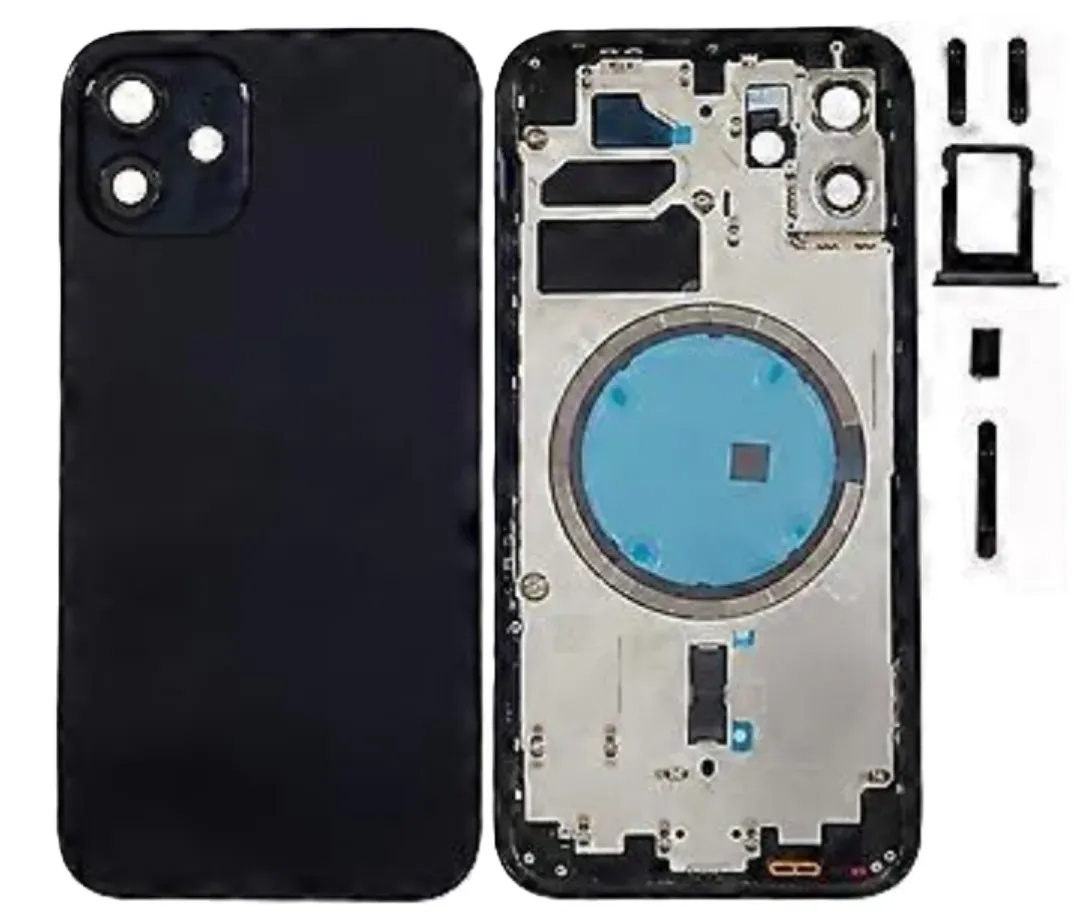 Backcover Akkudeckel für iPhone 12 Schwarz Simkart Slot, Kamera Linse, Seiten-Knöpfe HQ #AS091128
