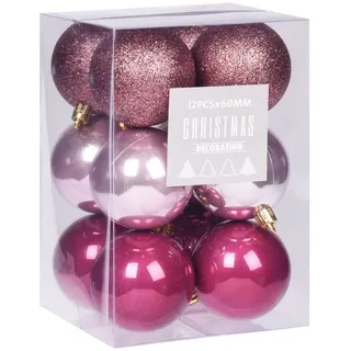ToCi Weihnachtskugel-Set Rosa | 12er Set mit Christbaumkugeln Deko-Kugeln Baumschmuck