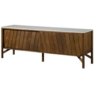 Massivmoebel24 Sideboard (Massivholz), Mango 185x45x65 braun geölt / weiß LOS ANGELES #07 braun