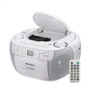 Retekess TR621 Tragbares CD Radio,Kassettenspieler CD,Stereo mit AM FM-Radio,Kassettenrekorder,Unterstützung von USB/TF/Kopfhörer, mit Fernbedienung(Weiß)