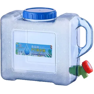 Lushandy Wasserspender mit Wasserhahn Wassertank Wasserkanister,5L/7.5L/10L/12L/15L Wasserkanister mit Hahn,Trinkwasserkanister Camping,Getränke Wasserkanister,Lebensmittelecht,Transparent (5L)