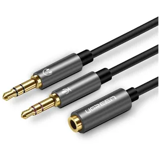 UGREEN Audio Y Splitter Kabel 3,5mm Klinken-Buchse / 3,5mm Klinken-Stecker 0,20m (CTIA)