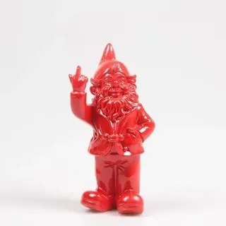 Stone-Lite Figur - Gartenzwerg mit Stinkefinger - 20 cm - silberfarben - lustiges Geschenk