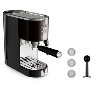 Krups EspressoVirtuoso+ XP444G Espressomaschine mit Siebträger Schwarz mit Milchaufschäumdüse