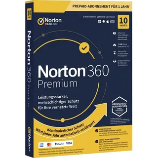 NortonLifeLock Norton 360 Premium 75 GB Cloud-Backup 10 Geräte 1 Jahr ESD DE Win Mac Android iOS
