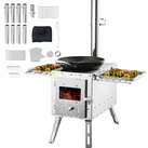 VEVOR Holzofen, 590 x 790 x 2620 m, Camping-Zeltofen aus Edelstahl, tragbarer Holzofen mit Kaminrohren und Handschuhen, 3000 Zoll großer Feuerraum-Zeltofen zum Kochen und Heizen im Freien mit 8 Rohren