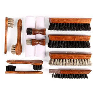 biped 12 teiliges Schuhputzset für Glattleder – Holz Schuhbürsten mit Rosshaar – Made in Germany – Classic Edition z2604 - Einheitsgröße