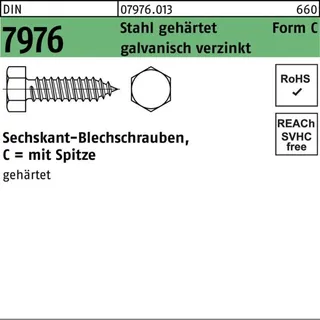 Industrial Quality Supplies DIN 7976-C/ISO 1479 Form C Sechskant-Blechschraube VG 8x25 Stahl galvanisch verzinkt