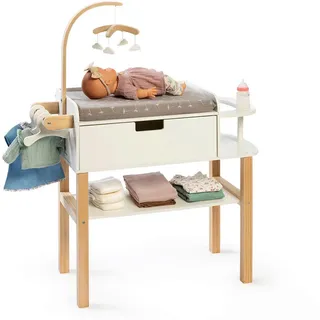 Musterkind Puppenwickelkommode Viola, Natur, Weiß, Holz, Textil, Holzwerkstoff, 30x90x71 cm, EN 71, CE, Spielzeug, Kinderspielzeug, Puppen & Puppenzubehör, Puppen