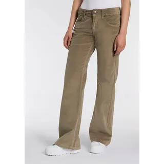 Cordhose HERRLICHER "Edna Cord Stretch", Damen, Gr. 31, Länge 34, timber, Cord, Obermaterial: 98% Baumwolle, 2% Elasthan, unifarben, ausgestellt normal, Hosen Cordhose, im Flared Fit