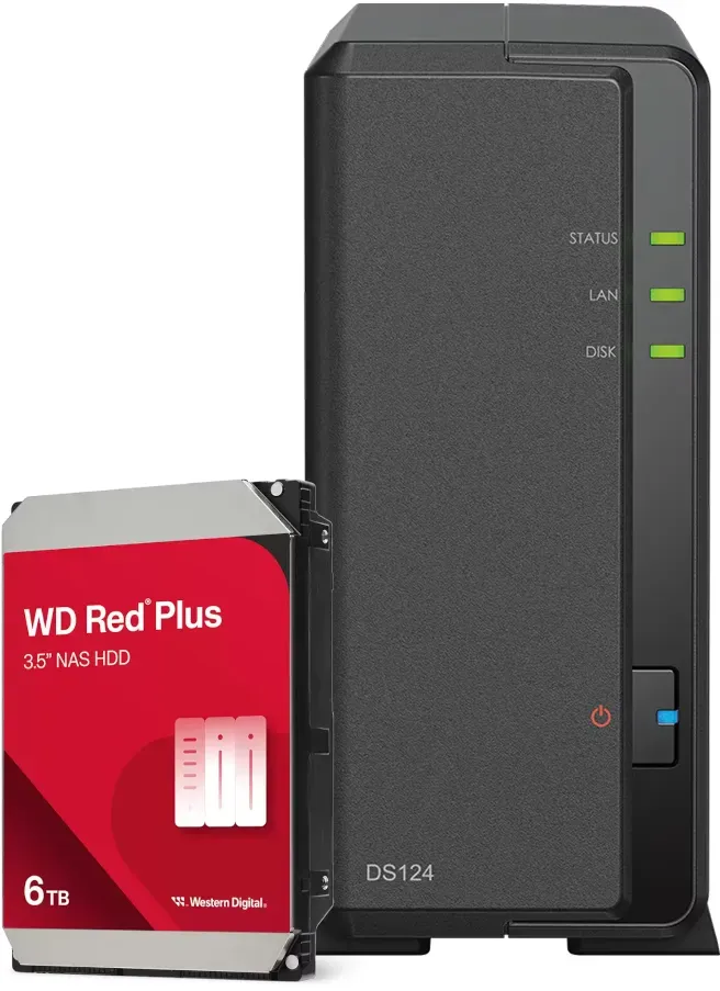 Synology DS124 6TB WD Red Plus NAS-Bundle NAS inkl. 1x 6TB WD Red Plus 3.5 Zoll SATA Festplatte