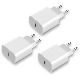 3er-Pack USB C Ladegerät 20W für Apple iPhone 17/16/16e/16 Pro/16 Pro Max/16 Plus 15 14 13 12 11 Pro Max X XS SE, iPad, AirPods, Schnellladegerät Handy Stecker Charger, USBC Netzteil Power Adapter