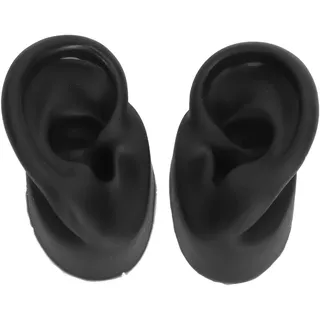 2 Stück Silikon Ohr Modell, Linke und rechte weiche flexible Modell Fake Ohr Piercing Praxis, Mehrzweck Realistische Silikon-Ohr-Form für Schmuck-Display, Lehr-Anweisung (BLACK)