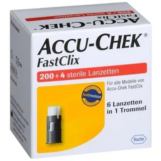 Roche Lanzetten Accu-Chek FastClix, Spar-Set, Softmotion Technologie, 204 tlg., Einfache 1-Klick-Bedienung, Anpassbare Einstechtiefe 0,5 bis 5,5 mm