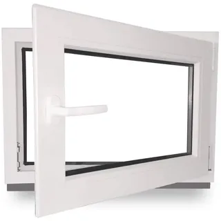 Kellerfenster - Kunststoff - Fenster - innen weiß/außen weiß - BxH: 100 x 60 cm - 1000 x 600 mm - DIN Rechts - 2 fach Verglasung - 60 mm Profil