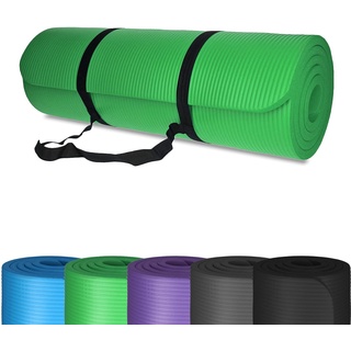 TALK-POINT Yogamatte Gymnastikmatte Fitnessmatte | rutschfest, gelenkschonend | NBR Schaumstoff 185 x 61 x 1,5 cm mit Tragegurt (Grün)