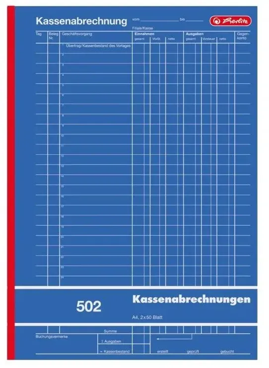 Herlitz 882415 Buchhaltungsformular & -Buch A4 100 Seiten