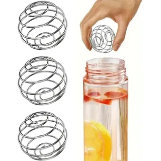 QEDBOJE 3pcs Stainless Mixing Ball Kugel Protein Mixer Shaker Bottle Cup Wire Whisk
