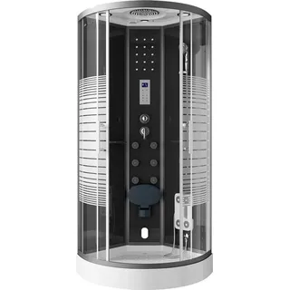 Home Deluxe Dampfdusche mit Wasserfall und Dampfsauna BLACK PEARL 90 x 90 cm