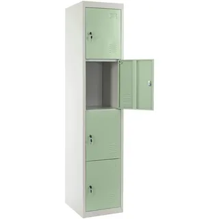 Mendler Schließfach Boston T163, Schließfachschrank Wertfachschrank Spind, Metall 180x38x45cm ~ grün