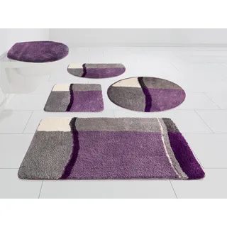 MY HOME Badematte "Belio" Badvorleger, Badezimmer Teppich«, rutschhemmend beschichtet, fußbodenheizungsgeeignet, angenehm weiche Badematte, Badteppich, waschbar, auch als 2 St., Kunstfaser, lila Gemusterte Badematten 58403247-10