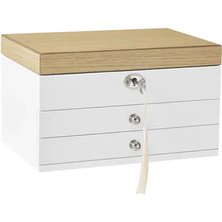 Songmics Schmuckbox mit Spiegel Weiß JOW15WN