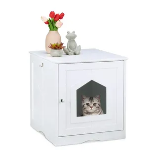Relaxdays Katzenschrank weiß Weiß