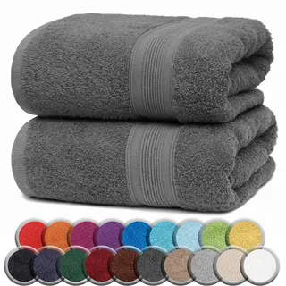 NatureMark 2er Pack SAUNATÜCHER Premium Qualität 80x200cm SAUNATUCH Sauna-Handtuch 100% Baumwolle Farbe: Anthrazit Grau