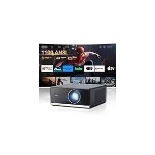 Beamer 4K Heimkino Smart Projektor, Netflix Official/Google TV/1100 ANSI, Autofokus, Trapezkorrektur, Bluetooth WiFi, WANBO X5 PRO 1080P Full HD Videoprojektor mit 10W HiFi Speakers für Outdoor/Handy