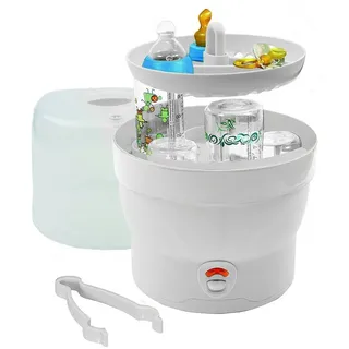 Babyruf BS 29 Sterilisator für Babyflaschen | Dampfsterilisator & Vaporisator | bis zu 6 Flaschen | Einfache Bedienung | Baby Erstausstattung Neugeborene | Flaschenreiniger | Baby Zubehör | weiß