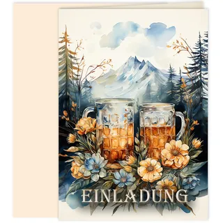 10x Einladungskarten Bier Oktoberfest mit Umschlägen Klappkarten Einladung Männer Erwachsene Party Geburtstag Umschläge elegant Hochzeit Jubiläum 20 30 40 50 60 70 80 90 Oktoberfest