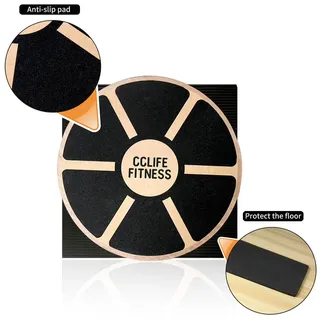 CCLIFE Balance Board 40cm Holz Wackelbrett Balance Kunststoff für Fitness Physiotherapie zur Stärkung der Tiefenmuskulatur, Farbe:Holz