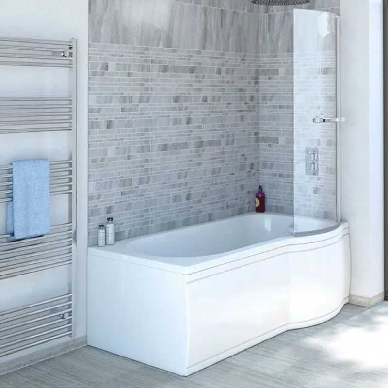 Raumspar Badewanne Skali mit Duschzone 167,5x85/75cm rechts weiss Komplett-Set