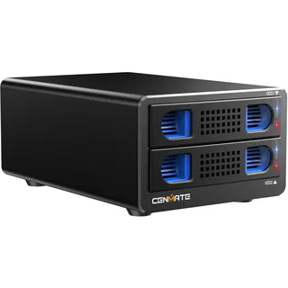 Festplattengehäuse, 10Gbps Aluminium Dual Bay Gehäuse mit Kühllüfter für 2.5/3.5 SATA HDD/SSD mit USB A/C 3.2, unterstützt Hot Swappable, Daisy Chain Erweiterung, werkzeugfrei, DAS(NO RAID/NAS)