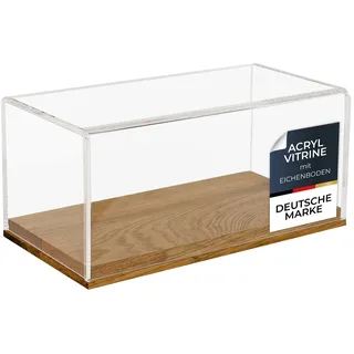 HMF 46871 Acryl Vitrine mit Holzsockel für Modellautos, 24 x 12 x 11 cm
